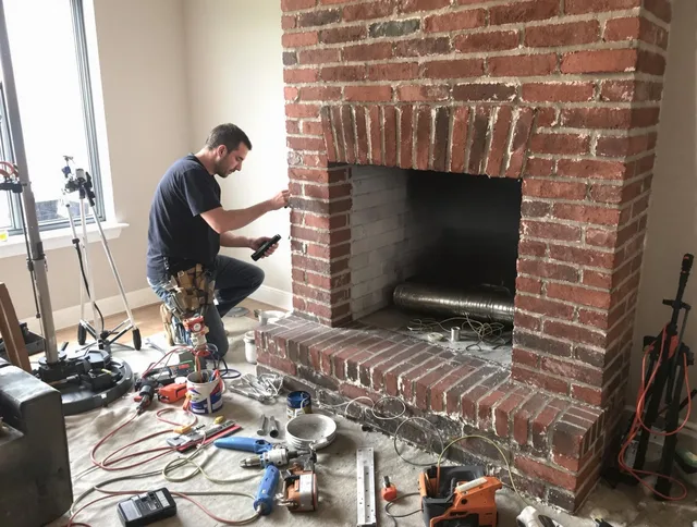 Granby Chimney Sweep specialist finalizing chimney liner service in Granby, CT