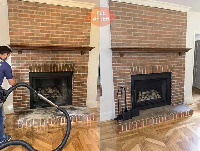 Granby Chimney Sweep carefully sanitizing a fireplace in Granby, CT